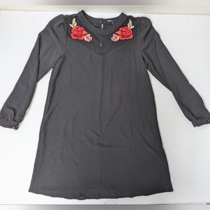 BeBop Black Babydoll Dress with red rose floral accents large [sku#66 ]